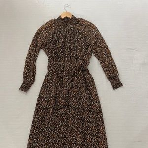 Madewell Georgette Smocked-Neck MIDI Dress in Folktale Paisley-XXS